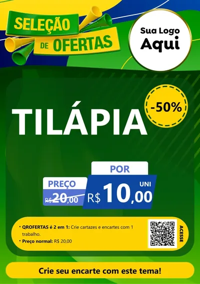 Modelo de Cartaz para Cartaz A4 Vertical com o tema Seleção de Ofertas - Copa para Peixaria