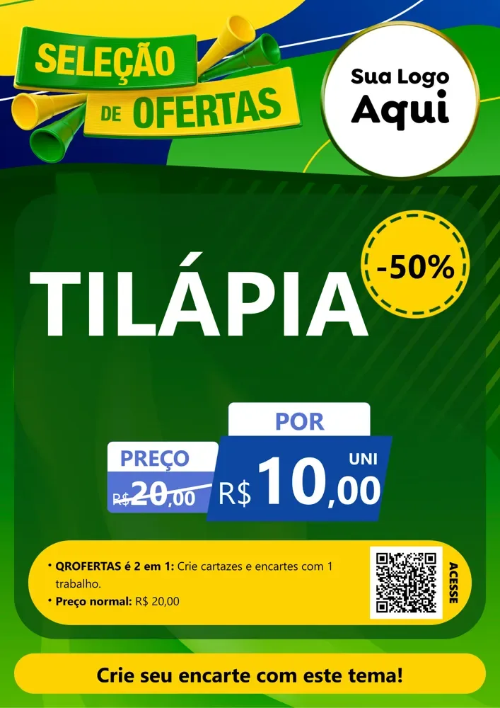 Modelo de Cartaz para Cartaz A4 Vertical com o tema Seleção de Ofertas - Copa para Peixaria