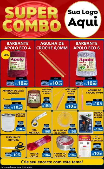 Modelo de Encarte para Encarte Grande com o tema Super Combo para Armarinho e Aviamentos