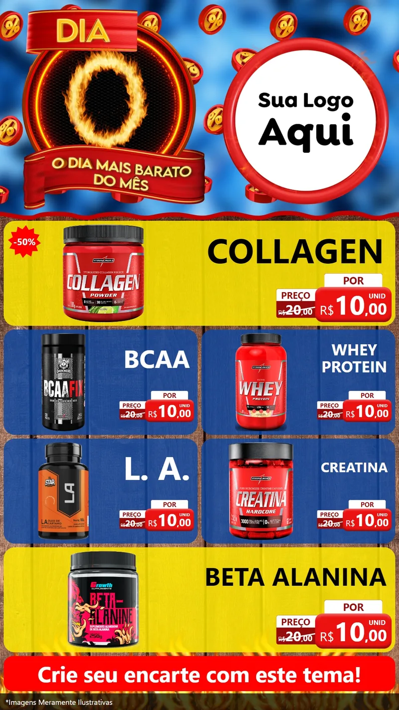 Modelo de TV para TV Vertical com o tema Dia O - O Dia Mais Barato Do Mês para Suplementos alimentares