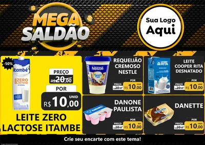 Modelo de Encarte para Encarte A4 Horizontal com o tema Mega Saldão para Frios e Laticínios