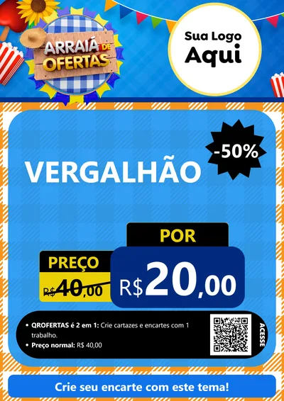 Modelo de Cartaz para Cartaz A4 Vertical com o tema Arraiá de Ofertas para Ferragens