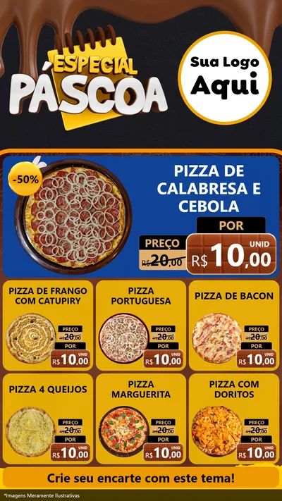 Modelo de Rede Social para Stories com o tema Especial Páscoa para Pizzaria