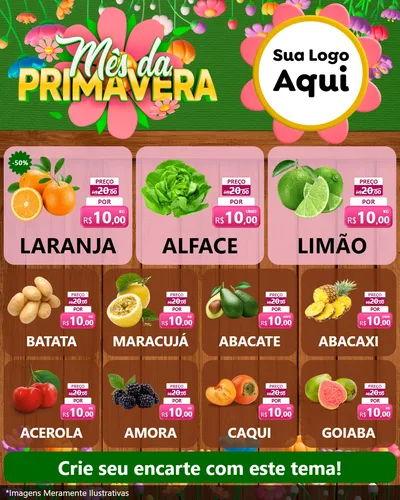Modelo de Rede Social para Feed Instagram com o tema Mês da Primavera para Hortifrúti