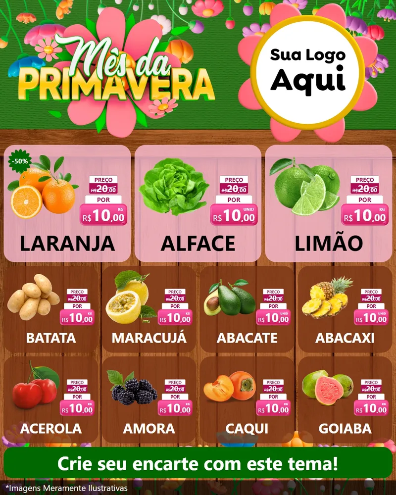 Modelo de Rede Social para Feed Instagram com o tema Mês da Primavera para Hortifrúti