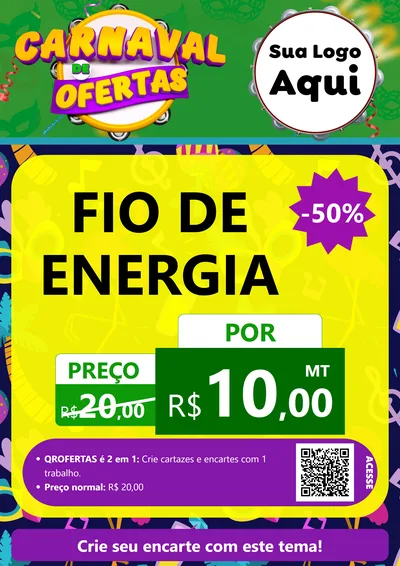 Modelo de Cartaz para Cartaz A4 Vertical com o tema Carnaval de Ofertas para Materiais Elétricos