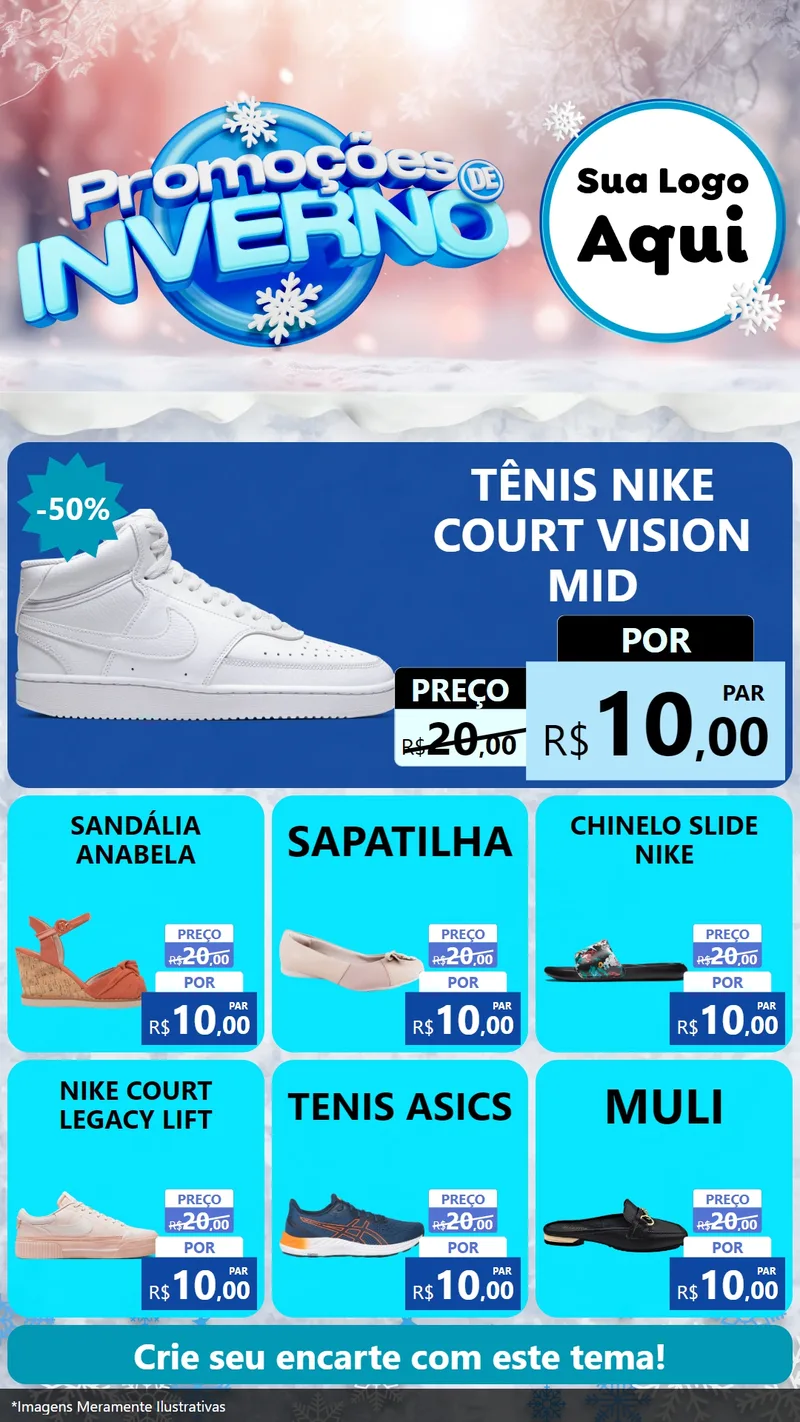 Modelo de Rede Social para Stories com o tema Promoções de Inverno para Calçados