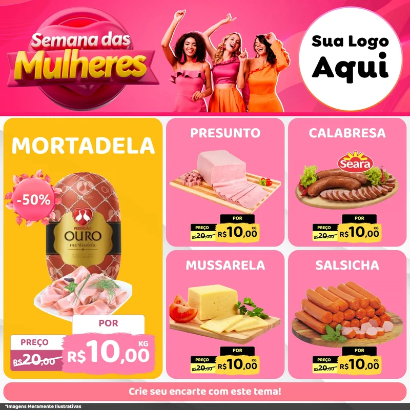 Modelo de Rede Social para Feed Facebook com o tema Semana das Mulheres para Frios e Laticínios