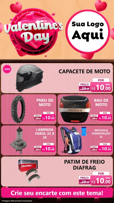 Modelo de TV para TV Vertical com o tema Valentine's Day para Moto peças