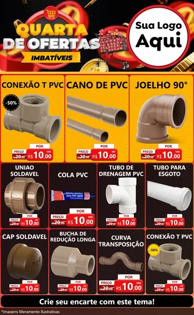 Modelo de Encarte para Encarte Grande com o tema Quarta de Ofertas Imbatíveis para Tubos e conexões