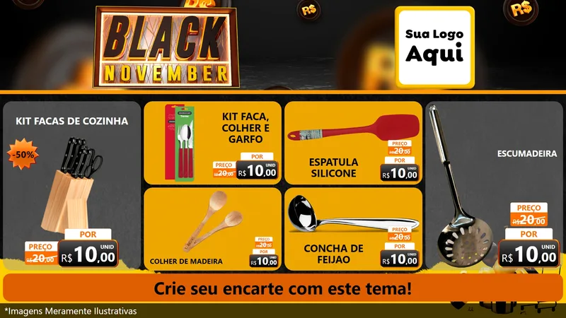 Modelo de TV para TV Horizontal com o tema Black November para Utilidades Domésticas