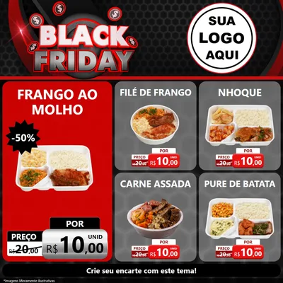 Modelo de Rede Social para Feed Facebook com o tema Black Friday para Restaurante
