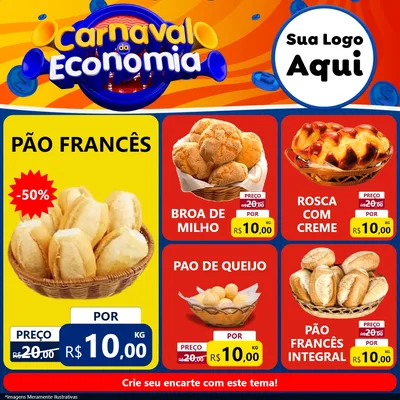 Modelo de Rede Social para Feed Facebook com o tema Carnaval da Economia para Padaria