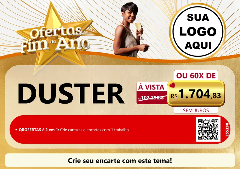 Modelo de Cartaz para Cartaz A4 Horizontal com o tema Ofertas Fim de Ano para Concessionaria de Carros