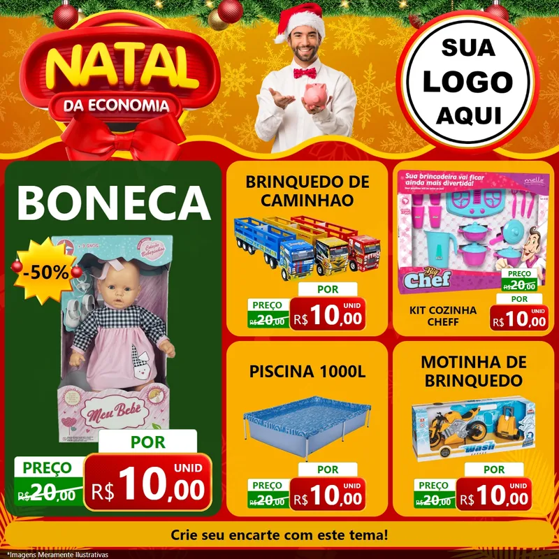 Modelo de Rede Social para Feed Facebook com o tema Natal da Economia para Brinquedos