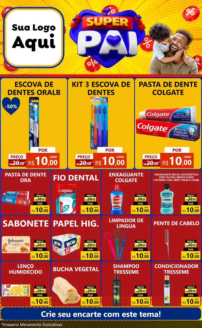 Modelo de Encarte para Encarte Grande com o tema Super Pai para Higiene Pessoal