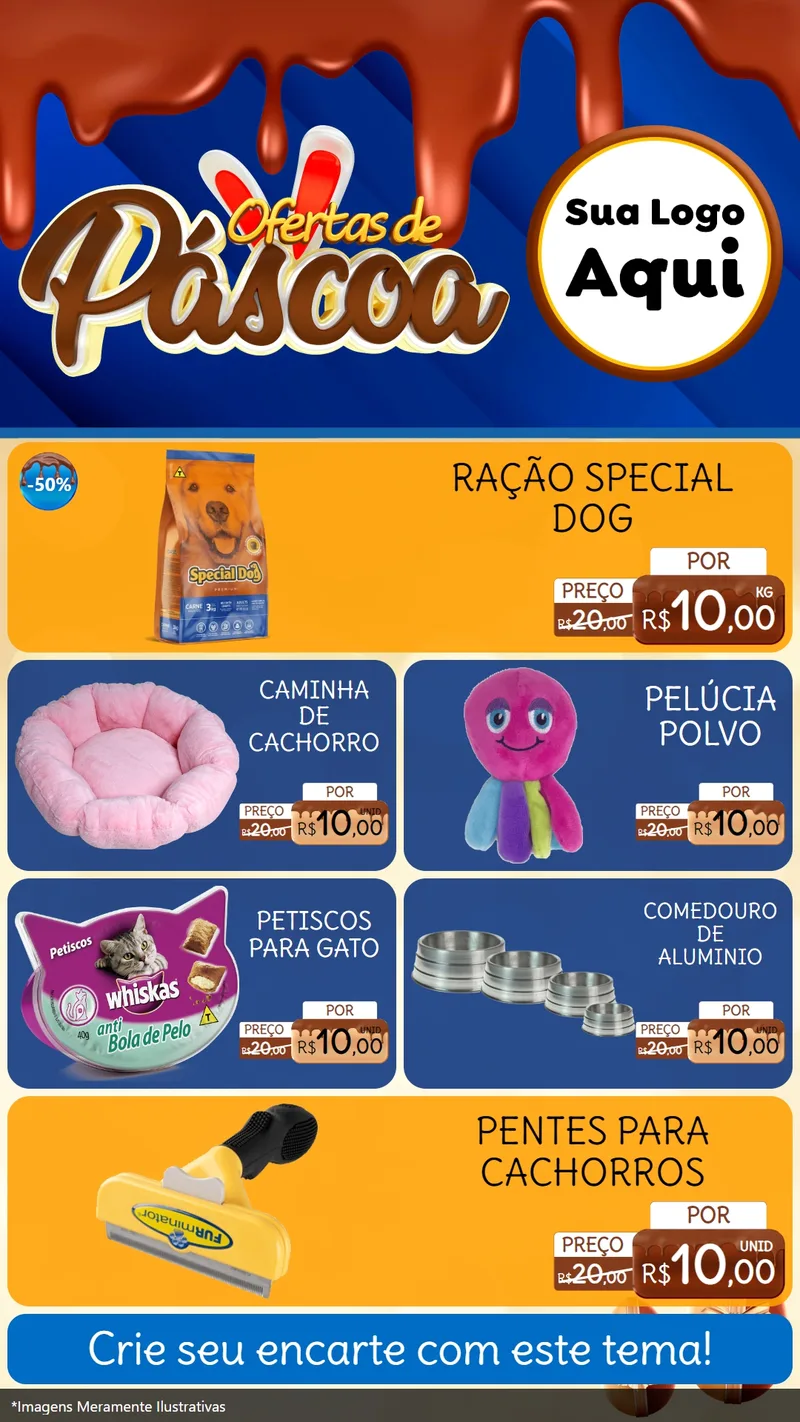 Modelo de TV para TV Vertical com o tema Ofertas de Páscoa para Pet Shop