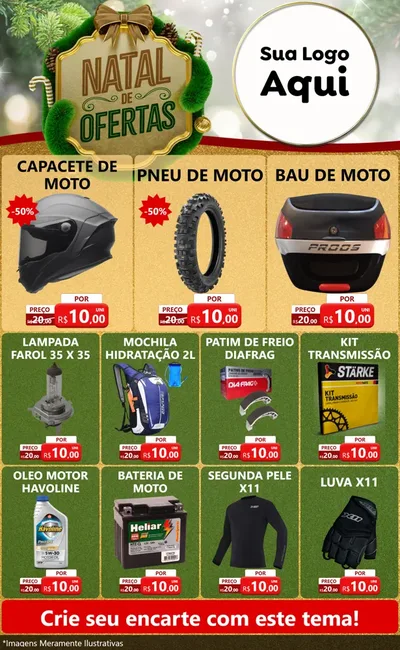 Modelo de Encarte para Encarte Grande com o tema Ofertas de Natal para Moto peças