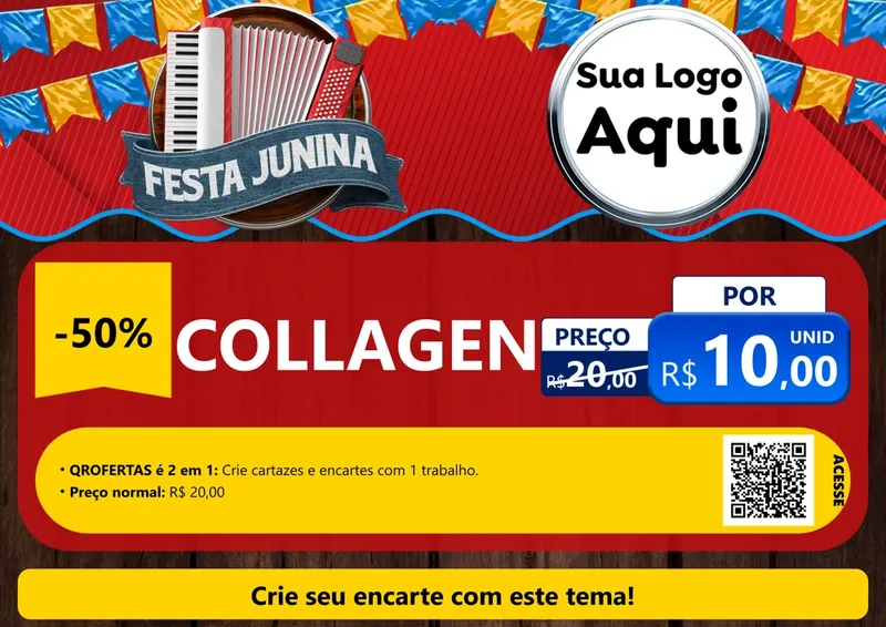 Modelo de Cartaz para Cartaz A4 Horizontal com o tema Festa Junina para Suplementos alimentares