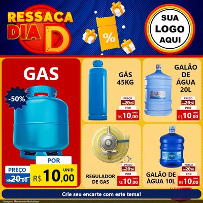 Modelo de Rede Social para Feed Facebook com o tema Ressaca Dia D para Água e gás