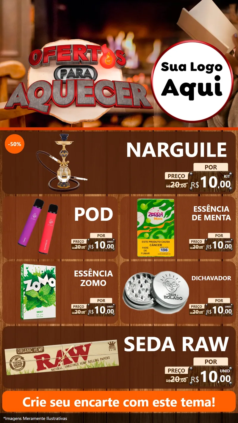 Modelo de TV para TV Vertical com o tema Ofertas Para Aquecer para Tabacaria