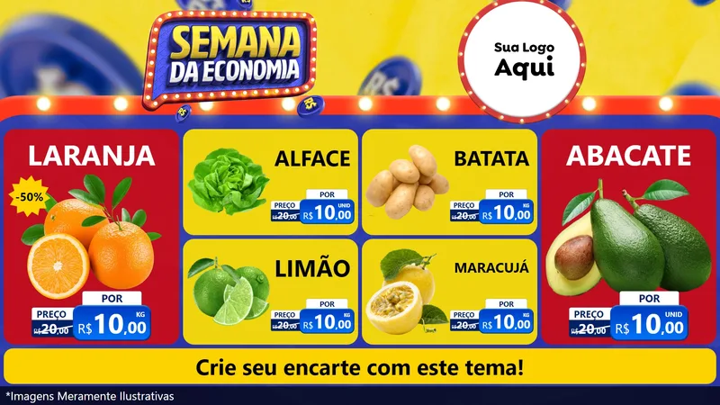 Modelo de TV para TV Horizontal com o tema Semana da Economia para Hortifrúti