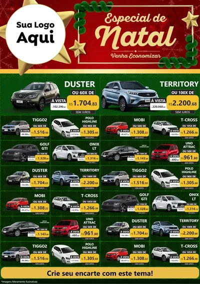 Modelo de Encarte para Encarte A4 Vertical com o tema Especial de Natal para Concessionaria de Carros