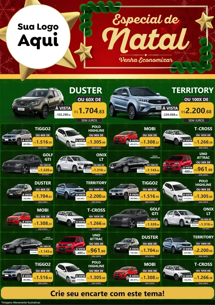 Modelo de Encarte para Encarte A4 Vertical com o tema Especial de Natal para Concessionaria de Carros