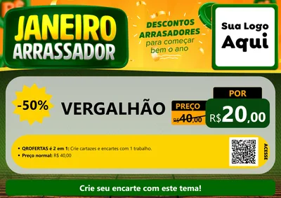 Modelo de Cartaz para Cartaz A4 Horizontal com o tema Janeiro Arrasador para Ferragens