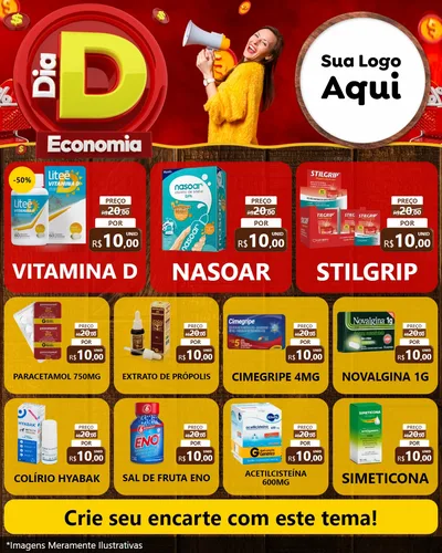 Modelo de Rede Social para Feed Instagram com o tema Dia D Economia para Farmácia