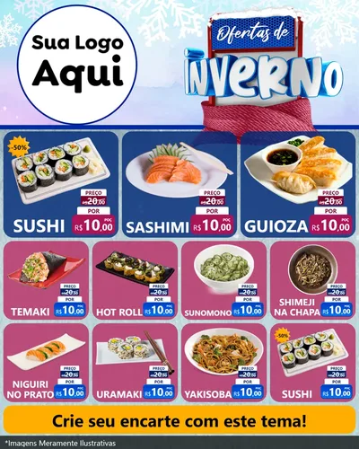 Modelo de Rede Social para Feed Instagram com o tema Ofertas de Inverno para Comida japonesa