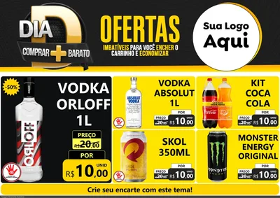 Modelo de Encarte para Encarte A4 Horizontal com o tema Dia D Mais Economia para Distribuidora de bebidas