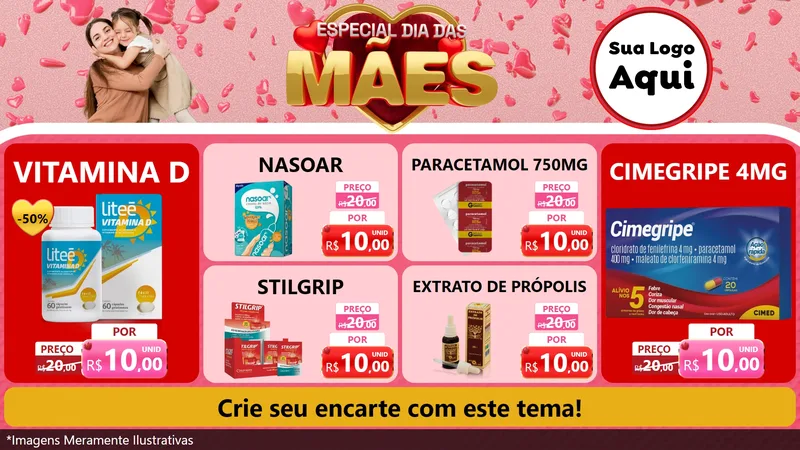 Modelo de TV para TV Horizontal com o tema Especial Dia Das Mães para Farmácia