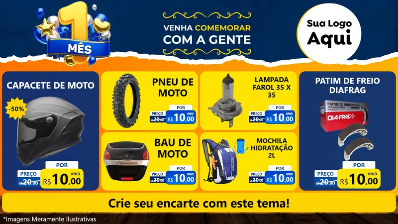Modelo de TV para TV Horizontal com o tema Um Mês de Aniversário para Moto peças