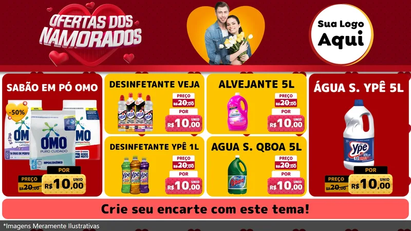 Modelo de TV para TV Horizontal com o tema Ofertas Dos Namorados para Produtos de Limpeza