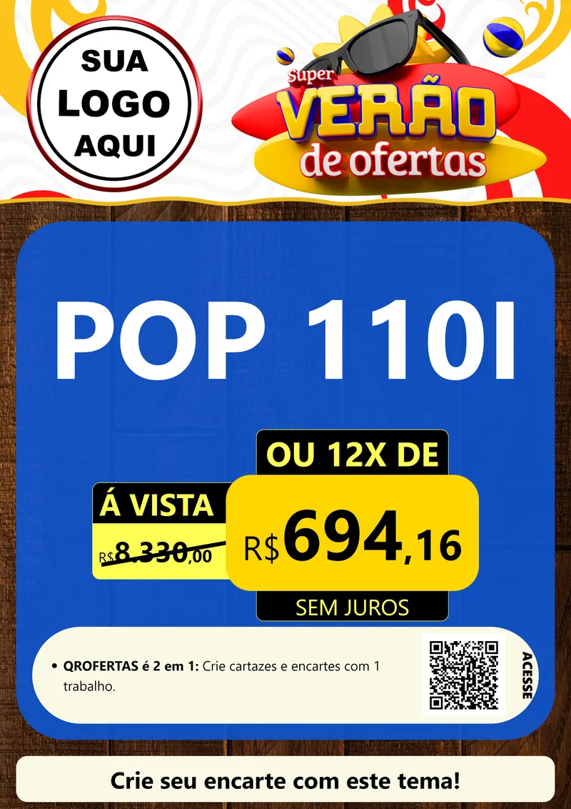 Modelo de Cartaz para Cartaz A4 Vertical com o tema Super Verão de Ofertas para Concessionaria de Motos