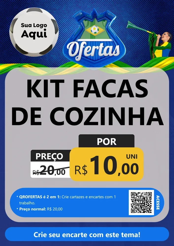 Modelo de Cartaz para Cartaz A4 Vertical com o tema Ofertas (Futebol) para Utilidades Domésticas