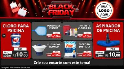 Modelo de TV para TV Horizontal com o tema Black Friday para Produtos para Piscina