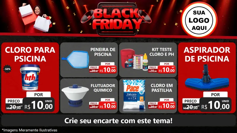 Modelo de TV para TV Horizontal com o tema Black Friday para Produtos para Piscina