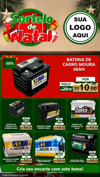 Modelo de Rede Social para Stories com o tema Sorteio de Natal para Baterias Elétricas