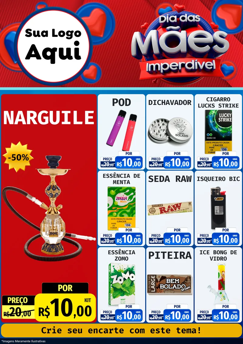 Modelo de Encarte para Encarte A4 Vertical com o tema Dia Das Mães Imperdível para Tabacaria