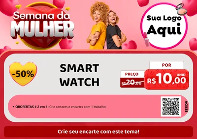 Modelo de Cartaz para Cartaz A4 Horizontal com o tema Semana da Mulher para Informática