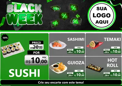 Modelo de Encarte para Encarte A4 Horizontal com o tema Black Week para Comida japonesa