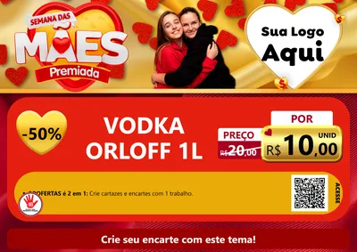 Modelo de Cartaz para Cartaz A4 Horizontal com o tema Semana das Mães Premiada para Distribuidora de bebidas