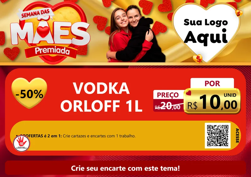 Modelo de Cartaz para Cartaz A4 Horizontal com o tema Semana das Mães Premiada para Distribuidora de bebidas