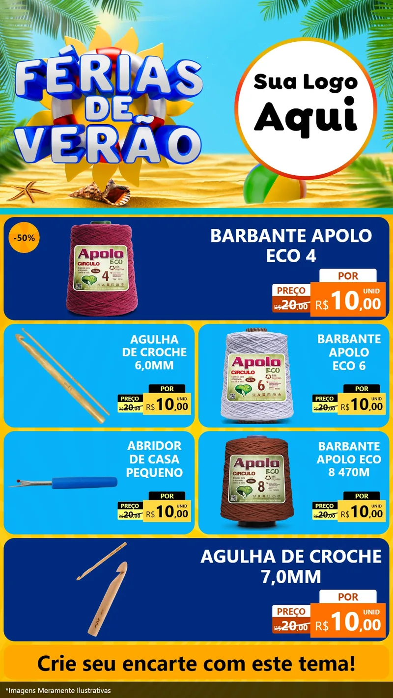 Modelo de TV para TV Vertical com o tema Férias de Verão para Armarinho e Aviamentos