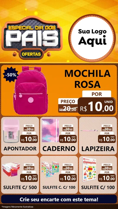 Modelo de Rede Social para Stories com o tema Especial Dia dos Pais para Papelaria