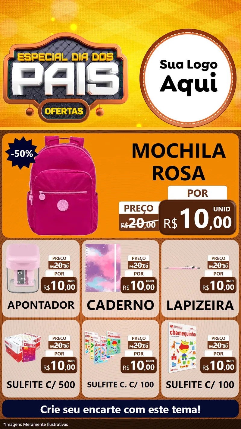 Modelo de Rede Social para Stories com o tema Especial Dia dos Pais para Papelaria