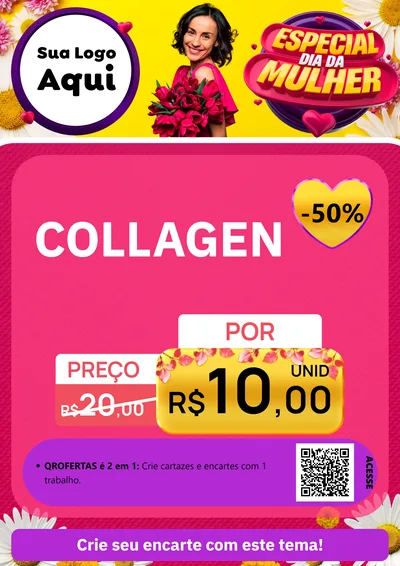 Modelo de Cartaz para Cartaz A4 Vertical com o tema Especial Dia da Mulher para Suplementos alimentares
