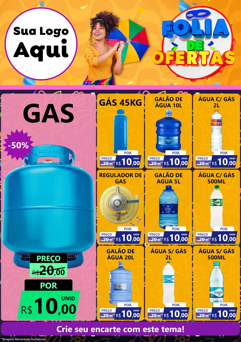Modelo de Encarte para Encarte A4 Vertical com o tema Folia de Ofertas para Água e gás